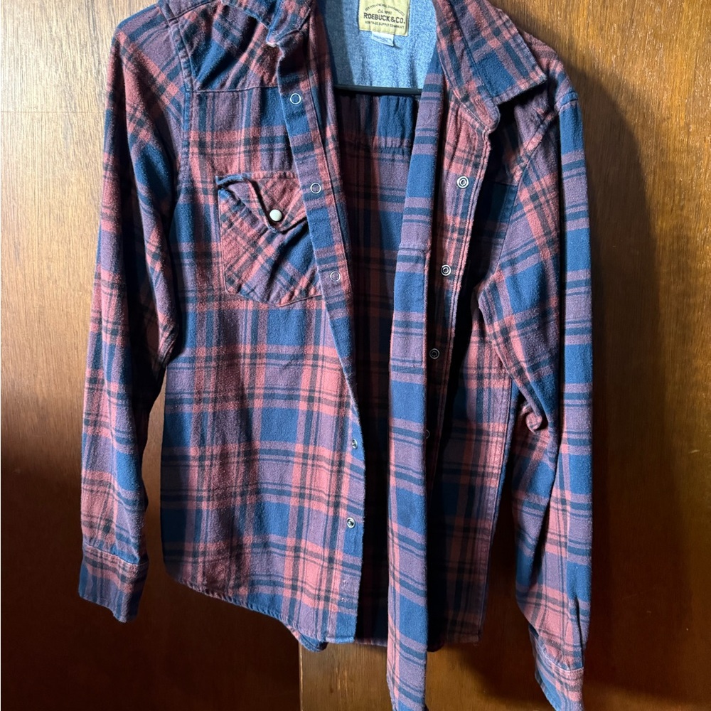 Red and Blue Plaid Flannel Shirt